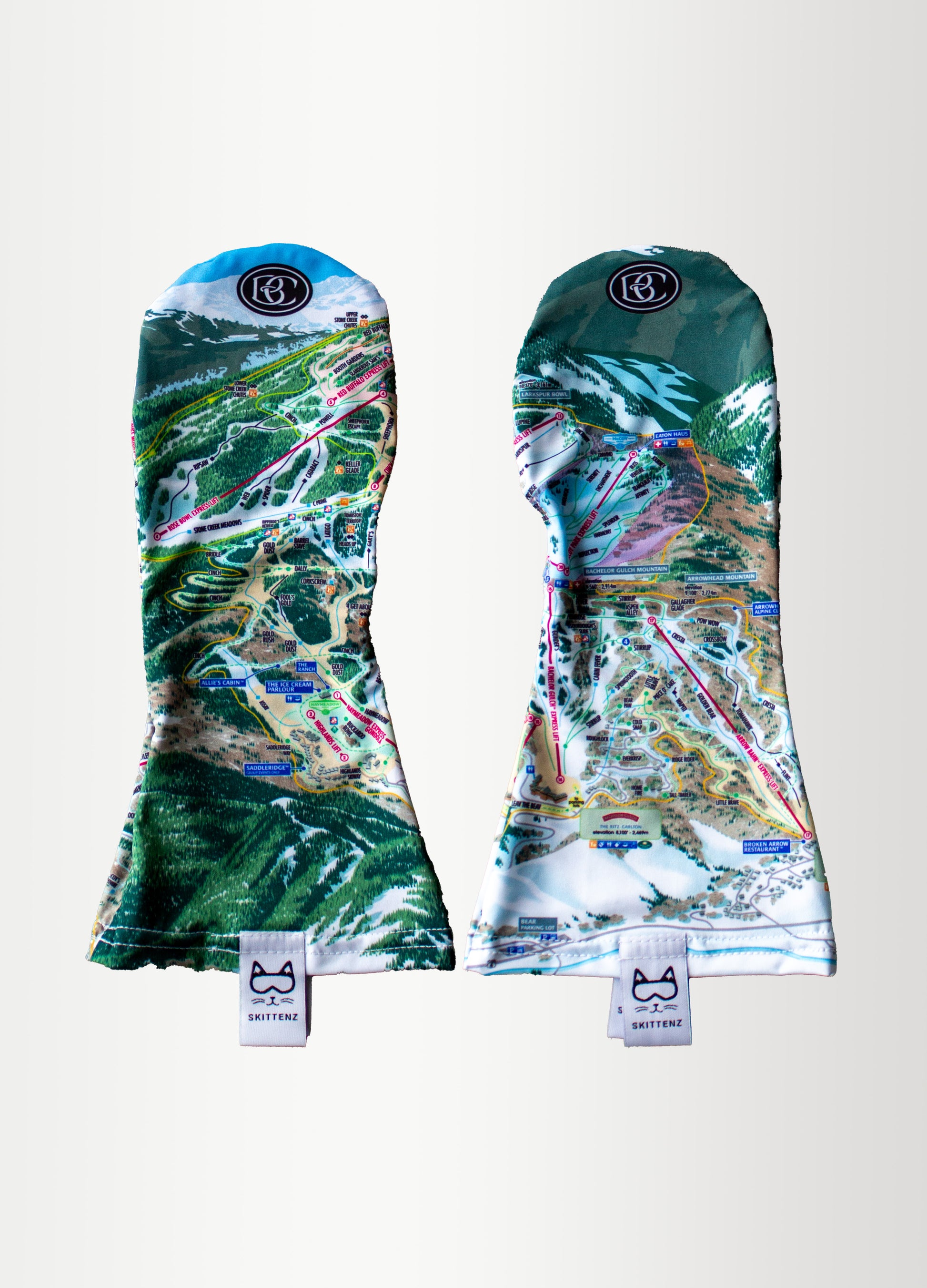 Beaver Creek Ski or Snowboard Trail Map Skins for Mittens or Gloves